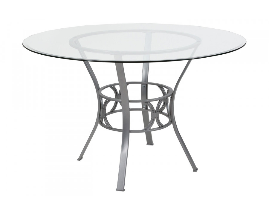 BLNK Carlisle Round Glass Dining Table - Silver, 48"D