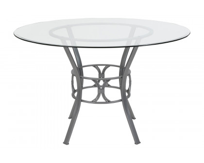 BLNK Carlisle Round Glass Dining Table - Silver, 48"D