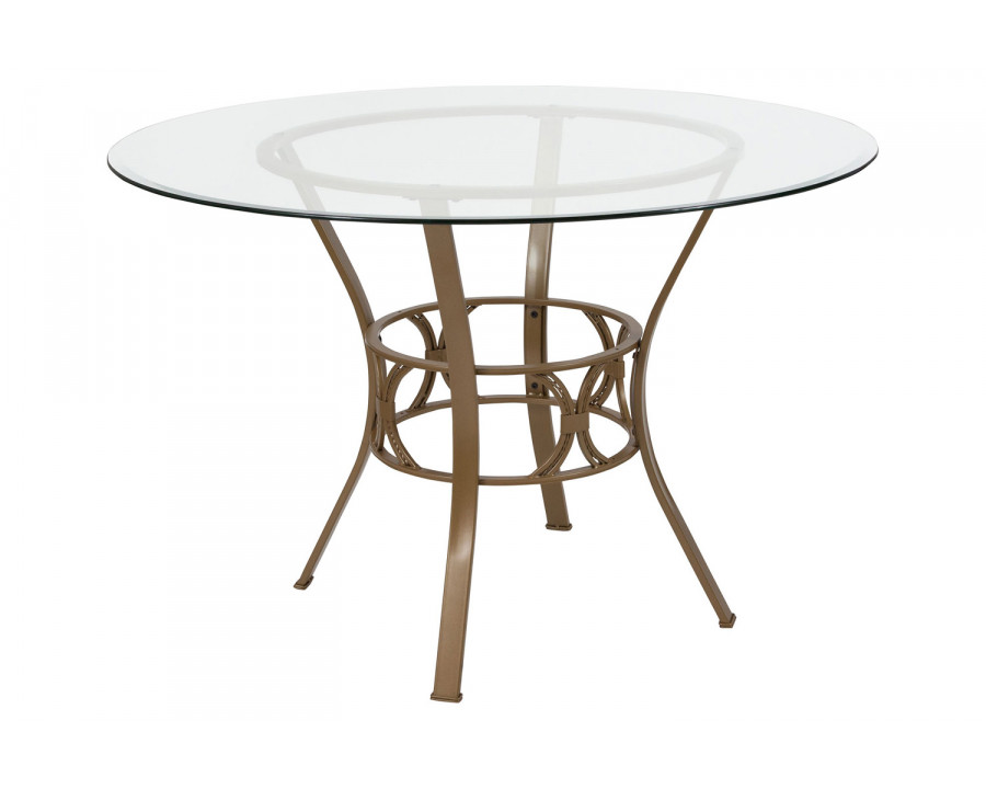 BLNK Carlisle Round Glass Dining Table - Matte Gold, 45"D