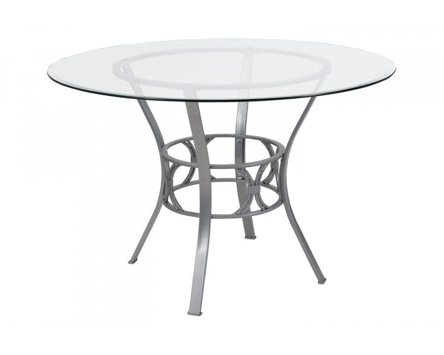 BLNK Carlisle Round Glass Dining Table - Silver, 45"D