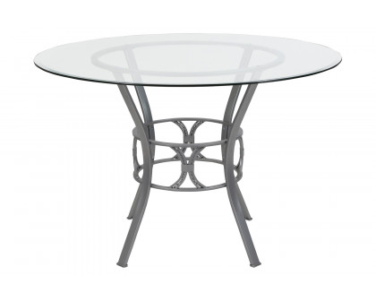 BLNK Carlisle Round Glass Dining Table - Silver, 45"D