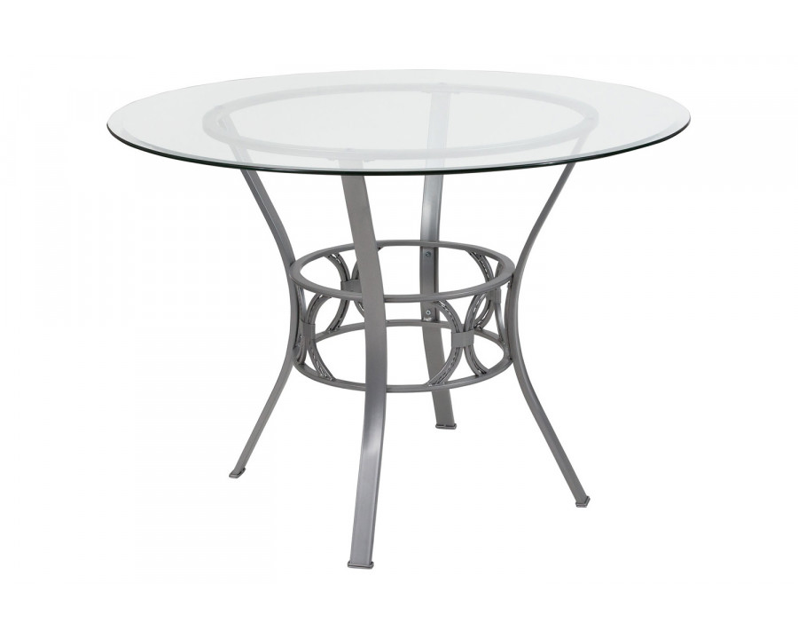 BLNK Carlisle Round Glass Dining Table - Silver, 42"D