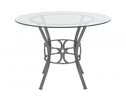 BLNK Carlisle Round Glass Dining Table - Silver, 42"D