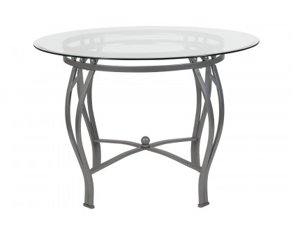 BLNK Syracuse Round Glass Dining Table - Silver, 42"D