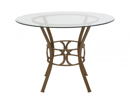 BLNK Carlisle Round Glass Dining Table - Matte Gold, 42"D