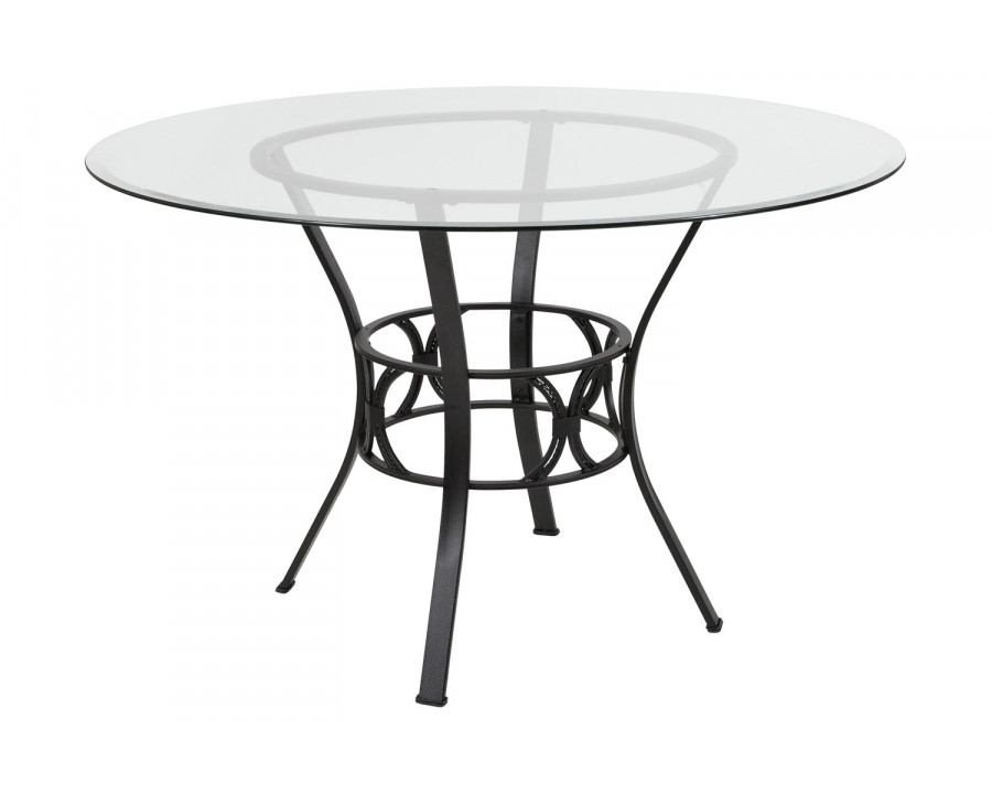 BLNK Carlisle Round Glass Dining Table - Black, 48"D