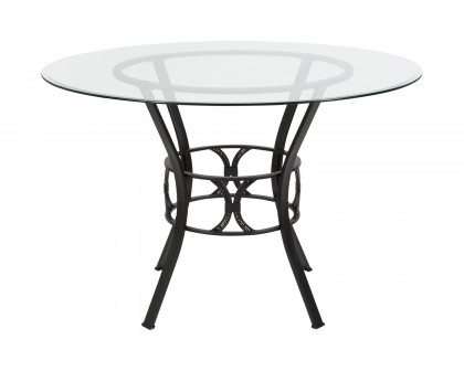 BLNK Carlisle Round Glass Dining Table - Black, 45"D