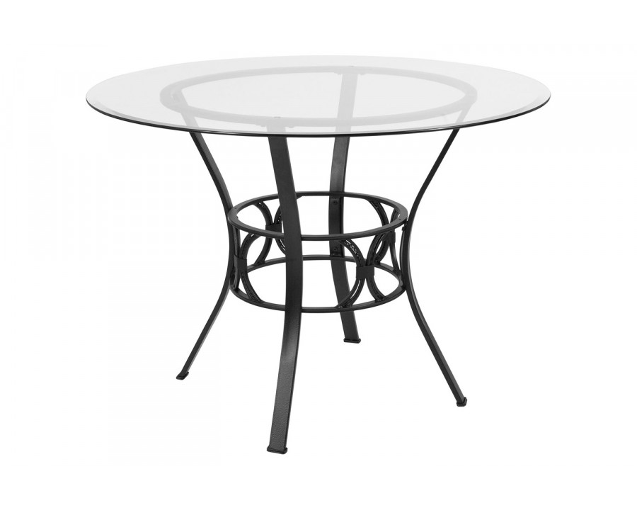 BLNK Carlisle Round Glass Dining Table - Black, 42"D