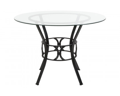 BLNK Carlisle Round Glass Dining Table - Black, 42"D