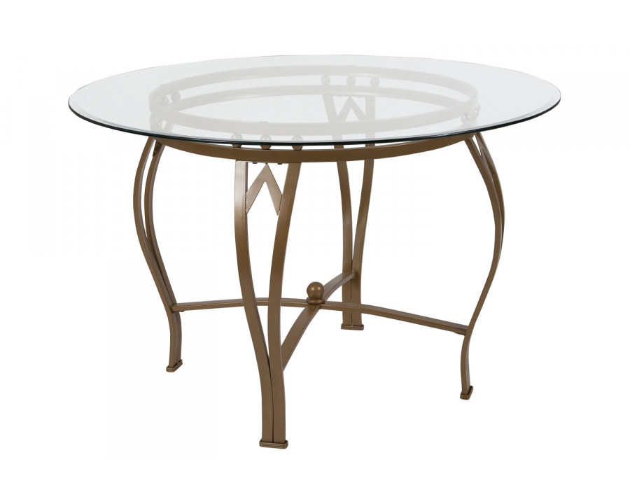 BLNK Syracuse Round Glass Dining Table - Matte Gold, 45"D