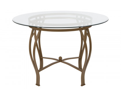 BLNK Syracuse Round Glass Dining Table - Matte Gold, 45"D