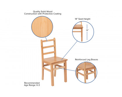 BLNK - Kyndl Kids Solid Wood Table and Chair Set for Classroom, Playroom, Kitchen