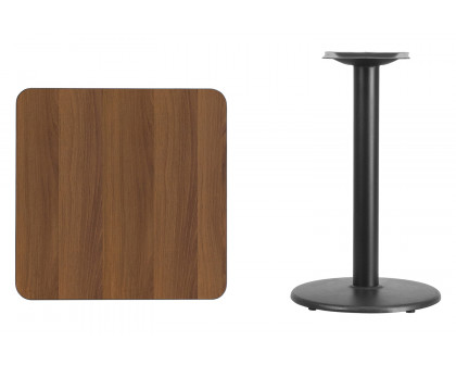 BLNK™ Square Table with 18'' Round Base - Walnut, 24"W