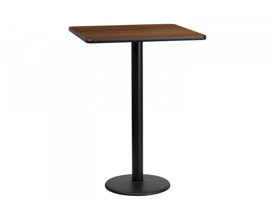 BLNK Square Bar Height Table with 18'' Round Base - Walnut, 24"W