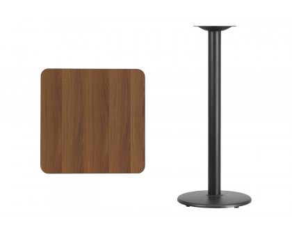 BLNK Square Bar Height Table with 18'' Round Base - Walnut, 24"W