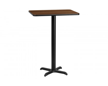 BLNK Rectangular Bar Height Table with 22'' x 22'' Base - Walnut, 24"W x 30"L