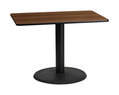 BLNK™ Rectangular Table with 24'' Round Base - Walnut, 24"W x 42"L