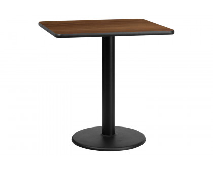 BLNK Square Table with 18'' Round Base - Walnut, 30"W