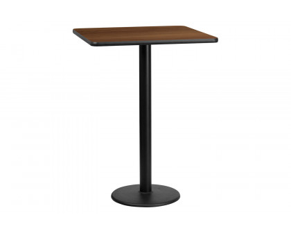 BLNK Square Bar Height Table with 18'' Round Base - Walnut, 30"W