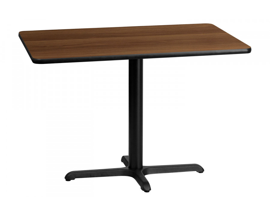 BLNK Rectangular Table with 23.5'' x 29.5'' Base - Walnut, 30"W x 42"L