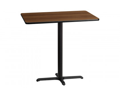 BLNK Rectangular Bar Height Table with 23.5'' x 29.5'' Base - Walnut, 30"W x 42"L