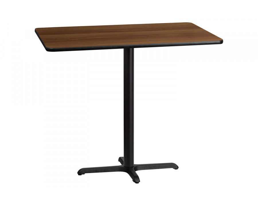 BLNK Rectangular Bar Height Table with 23.5'' x 29.5'' Base - Walnut, 30"W x 48"L