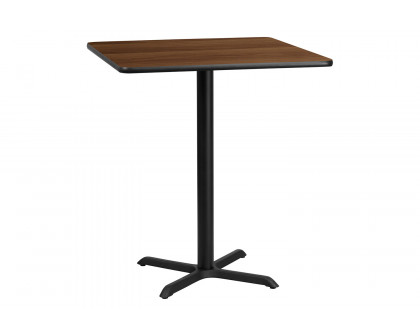 BLNK Square Bar Height Table with 30'' x 30'' Base - Walnut, 36"W