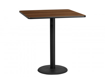 BLNK Square Bar Height Table with 24'' Round Base - Walnut, 42"W