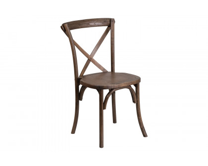 BLNK™ HERCULES Series Wood Stackable Cross Back Chair - Early American