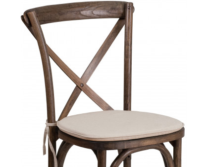 BLNK HERCULES Series Wood Stackable Cross Back Chair with Cushion - Early American