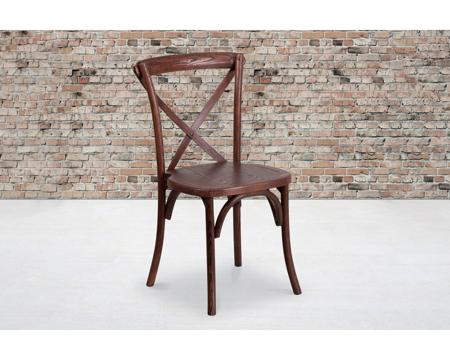 BLNK HERCULES Series Wood Stackable Cross Back Chair - Mahogany