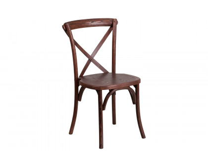 BLNK HERCULES Series Wood Stackable Cross Back Chair - Mahogany