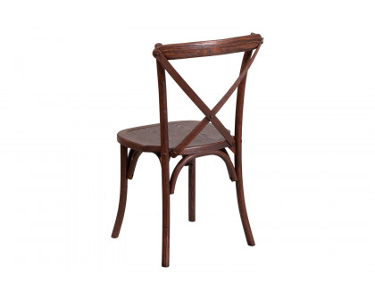 BLNK HERCULES Series Wood Stackable Cross Back Chair - Mahogany