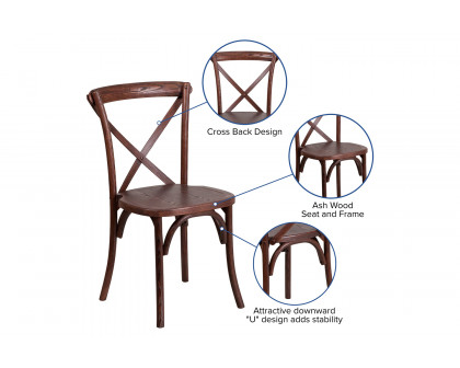 BLNK HERCULES Series Wood Stackable Cross Back Chair - Mahogany