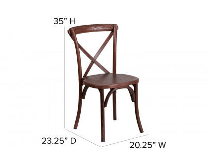 BLNK HERCULES Series Wood Stackable Cross Back Chair - Mahogany