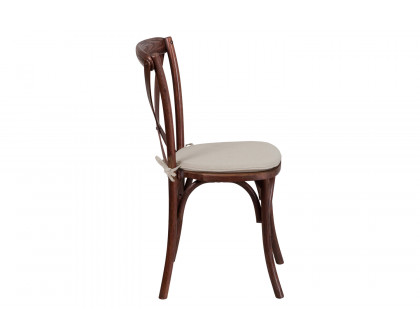 BLNK HERCULES Series Wood Stackable Cross Back Chair with Cushion - Mahogany