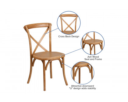 BLNK HERCULES Series Wood Stackable Cross Back Chair - Oak