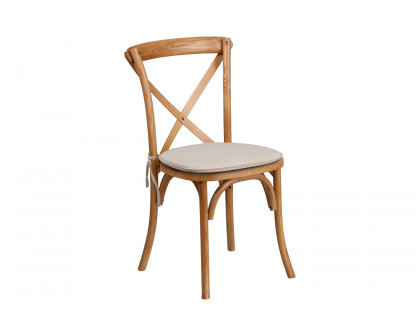 BLNK HERCULES Series Wood Stackable Cross Back Chair with Cushion - Oak