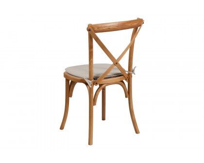 BLNK HERCULES Series Wood Stackable Cross Back Chair with Cushion - Oak