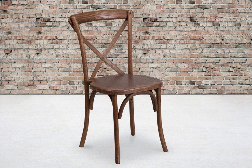 BLNK™ HERCULES Series Wood Stackable Cross Back Chair - Pecan