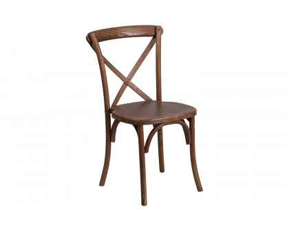 BLNK™ HERCULES Series Wood Stackable Cross Back Chair - Pecan