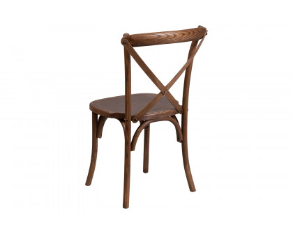 BLNK™ HERCULES Series Wood Stackable Cross Back Chair - Pecan