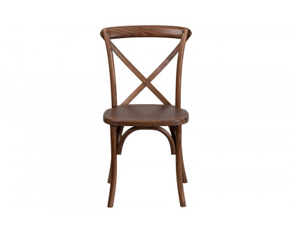 BLNK™ HERCULES Series Wood Stackable Cross Back Chair - Pecan