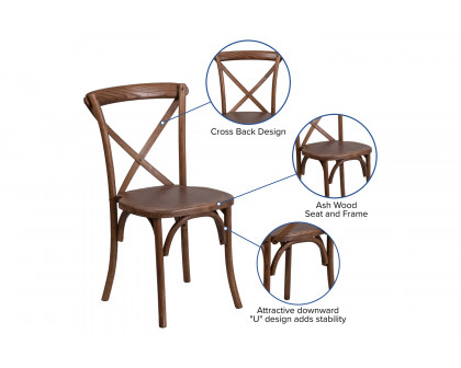 BLNK™ HERCULES Series Wood Stackable Cross Back Chair - Pecan