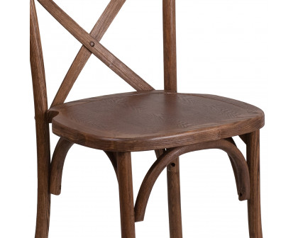 BLNK™ HERCULES Series Wood Stackable Cross Back Chair - Pecan