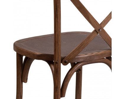 BLNK™ HERCULES Series Wood Stackable Cross Back Chair - Pecan