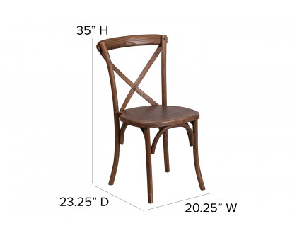 BLNK™ HERCULES Series Wood Stackable Cross Back Chair - Pecan