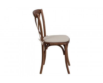 BLNK HERCULES Series Wood Stackable Cross Back Chair with Cushion - Pecan