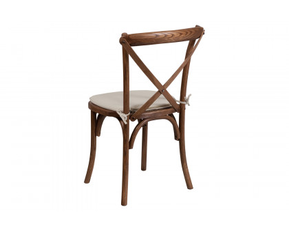 BLNK HERCULES Series Wood Stackable Cross Back Chair with Cushion - Pecan