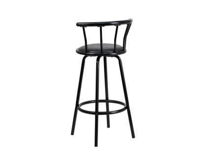 BLNK - Charla Black Metal Crown Back Bar Stool with Black Vinyl Swivel Seat